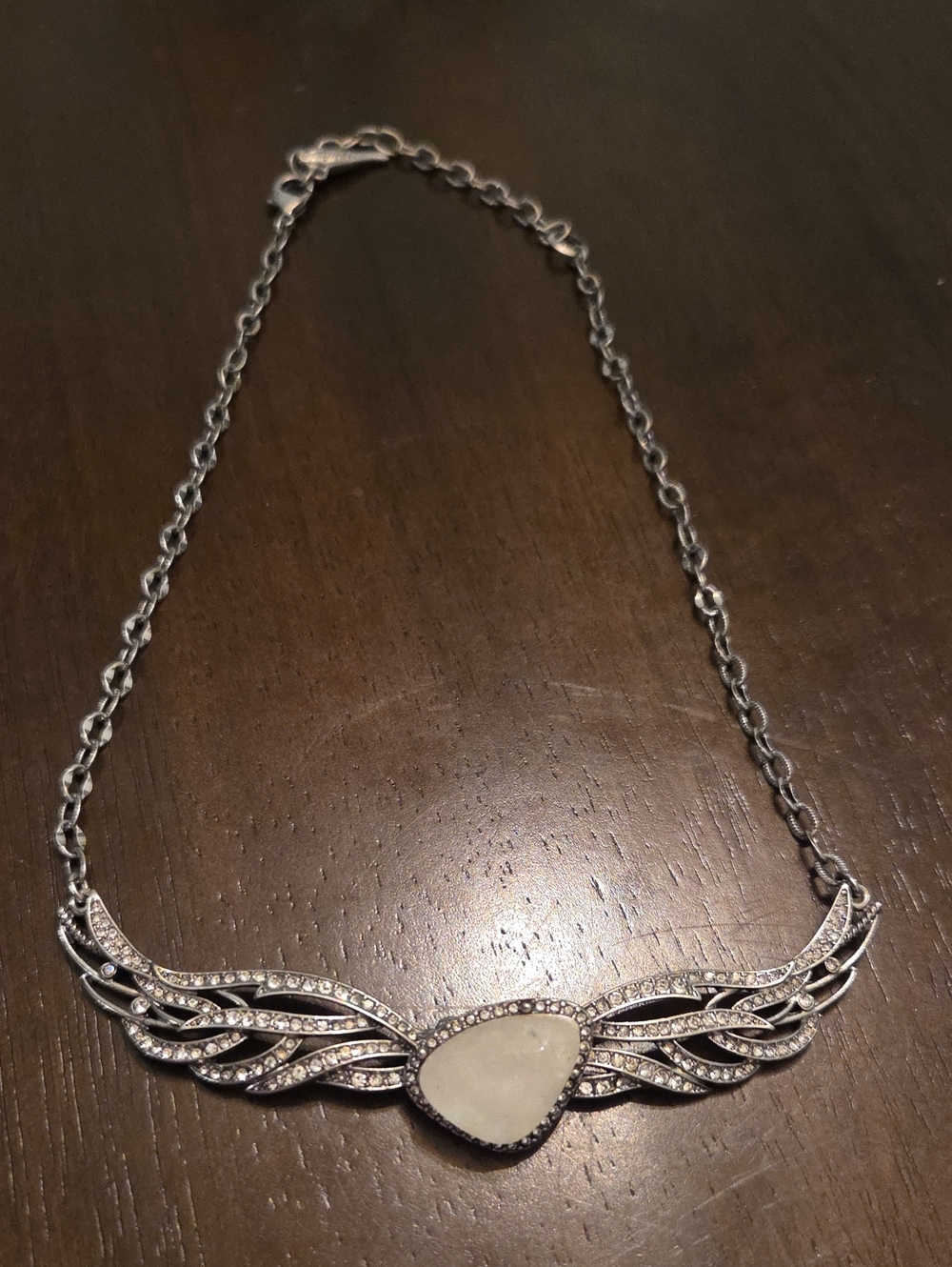 Chloe + Isabel Silver Winged Pendant Necklace with White Stone